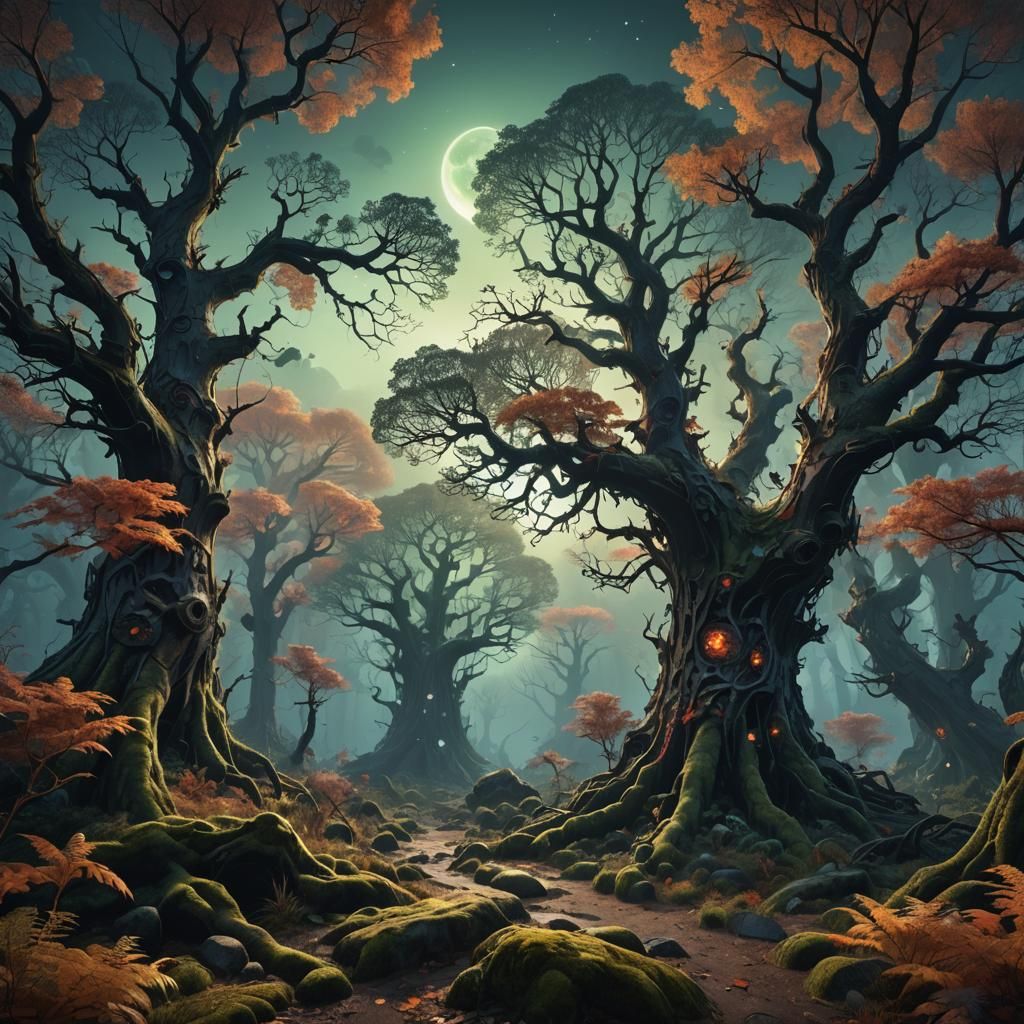 Fractal Spooky Forest in Detailed Matte Painting