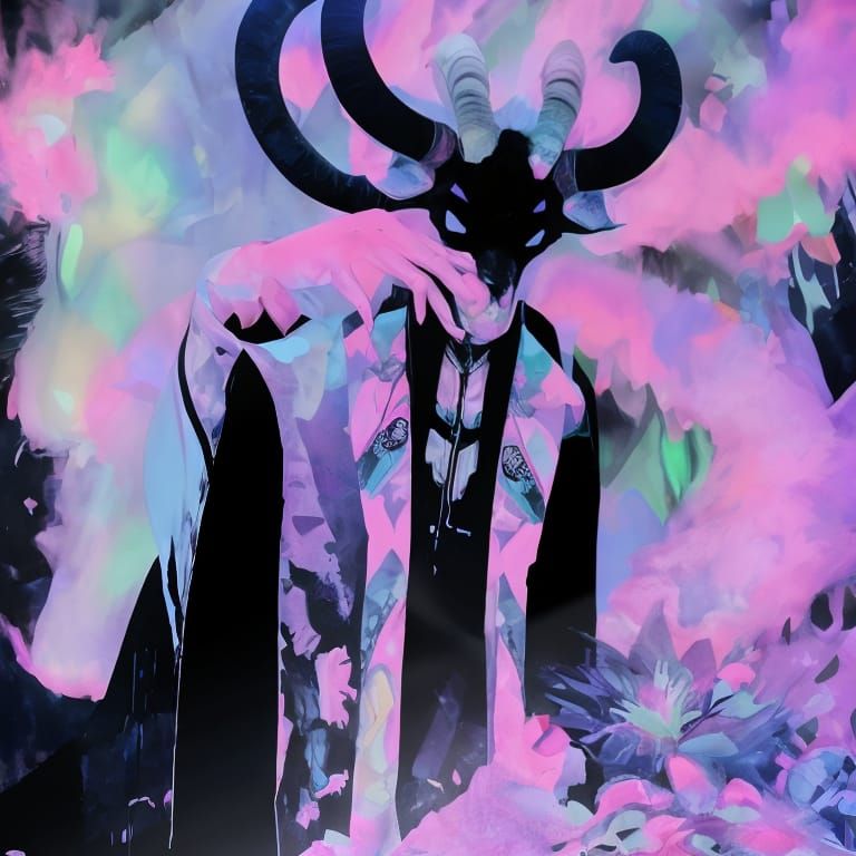 Punk Rock Goat Portrait in Vibrant Colors