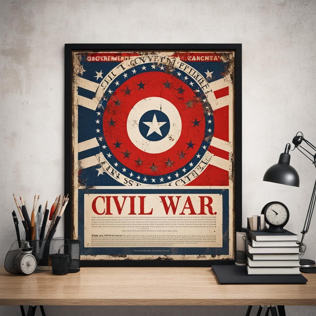 Civil War Government Decree Poster in Abstract Art