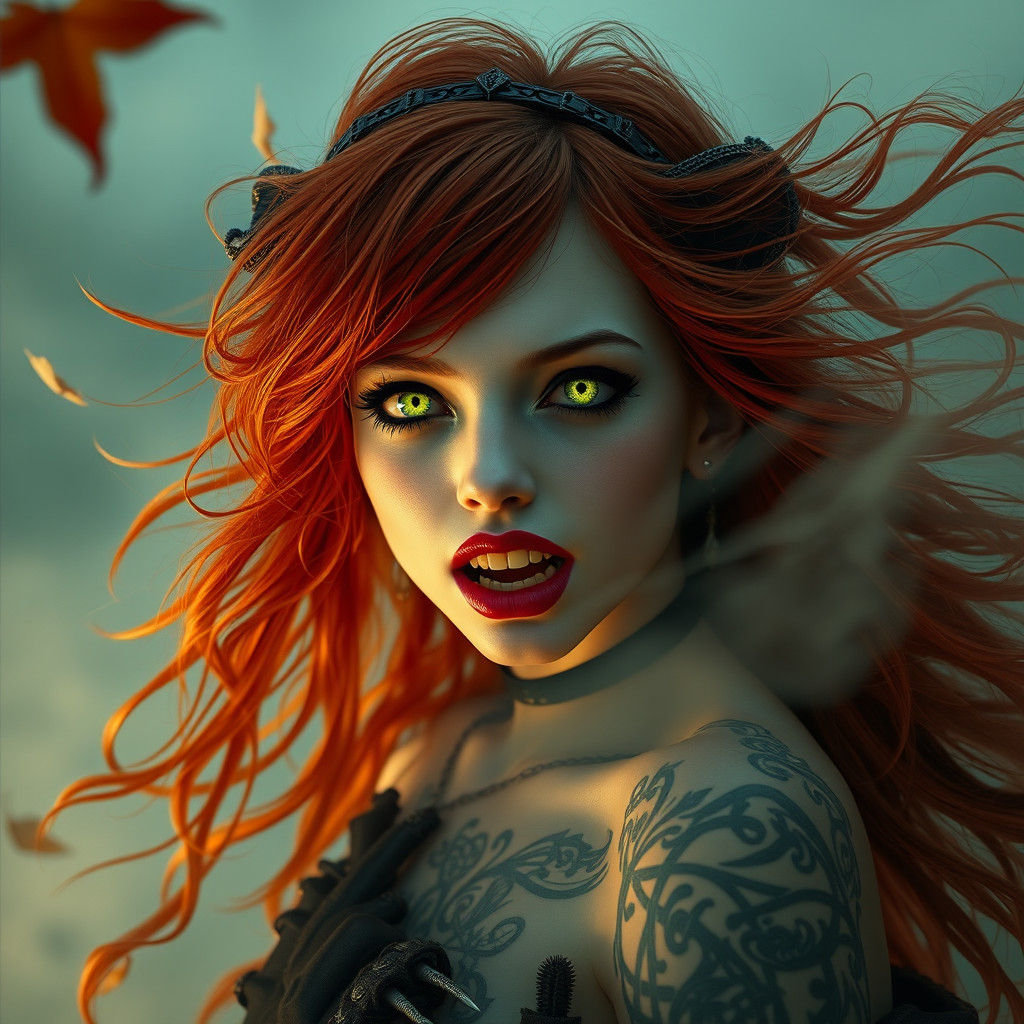 Gothic Punk Woman with Celtic Tattoos