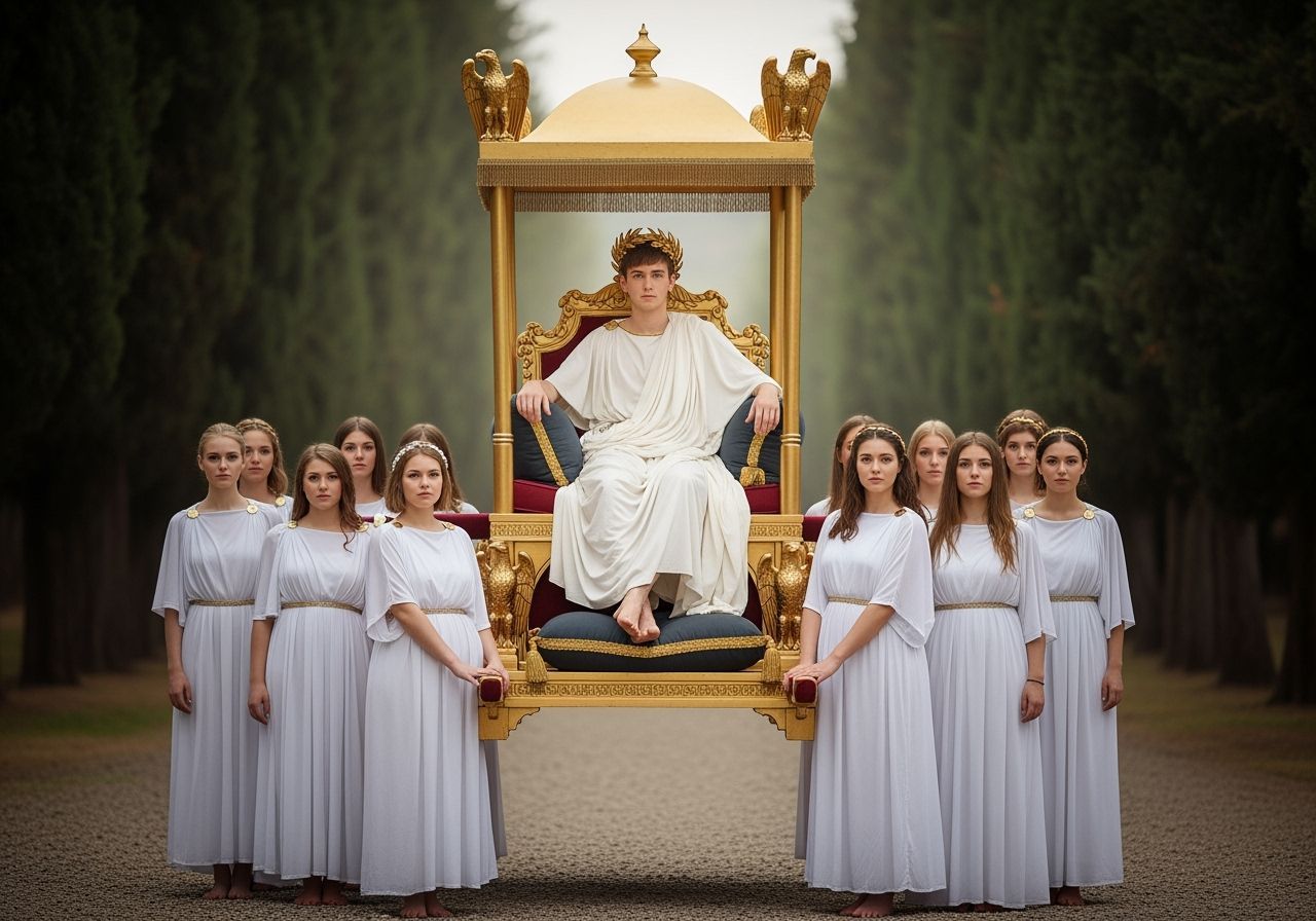 Young Emperor on Litter Throne, Professional Photography Sty...