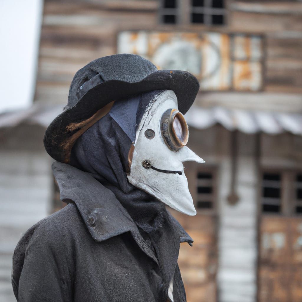 Post-Apocalyptic Ghost Town with Plague Doctors