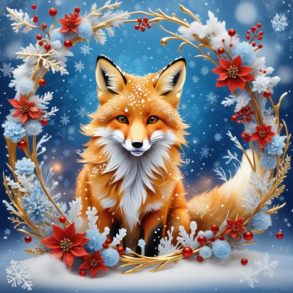 Festive Christmas Fox in Winter Wonderland