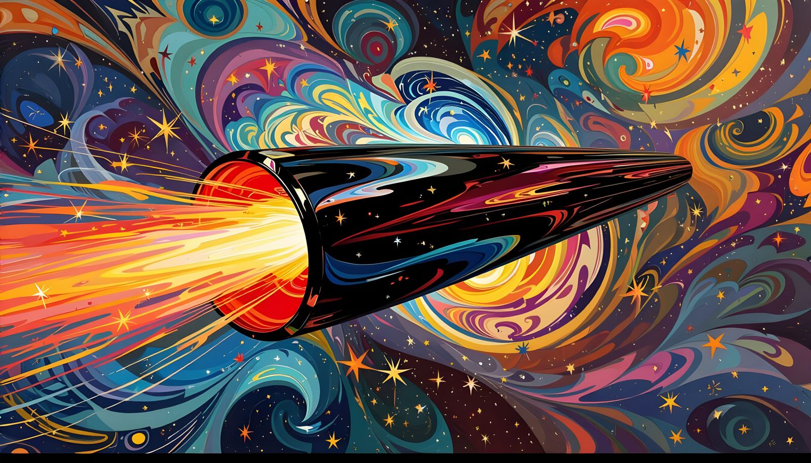 Iridescent Cylinder in a Surreal Cosmic Dreamscape