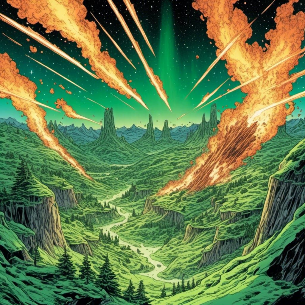 Burning Green Earth in Comic Book Style
