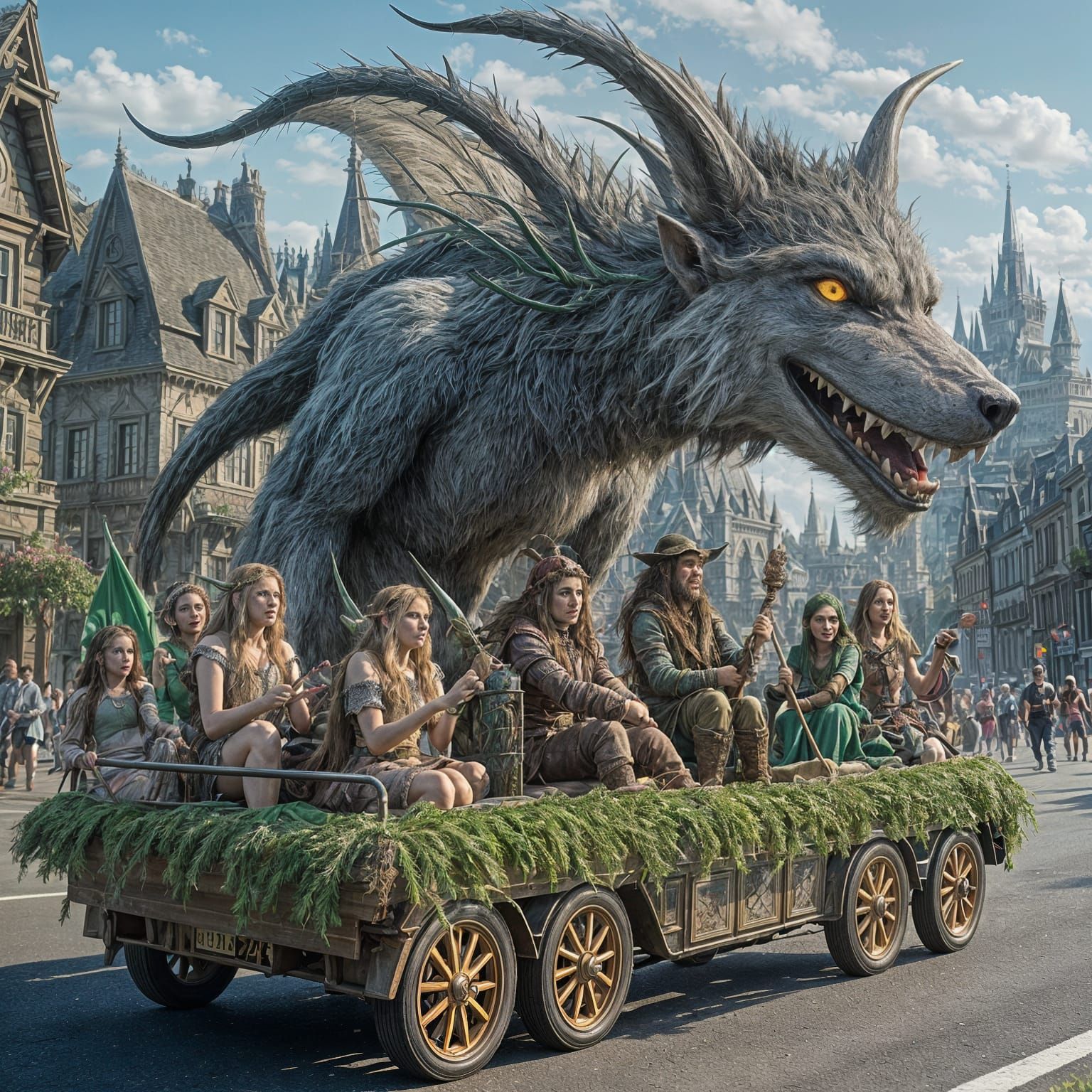 Fantasy Parade Float with Mythical Creatures