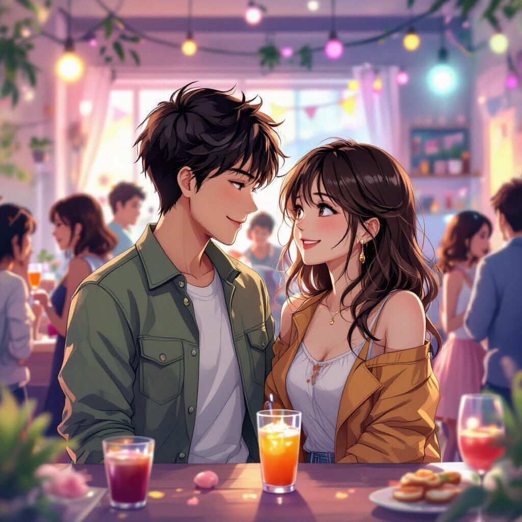 Kenyan Couple's Affection at Vibrant Anime Party