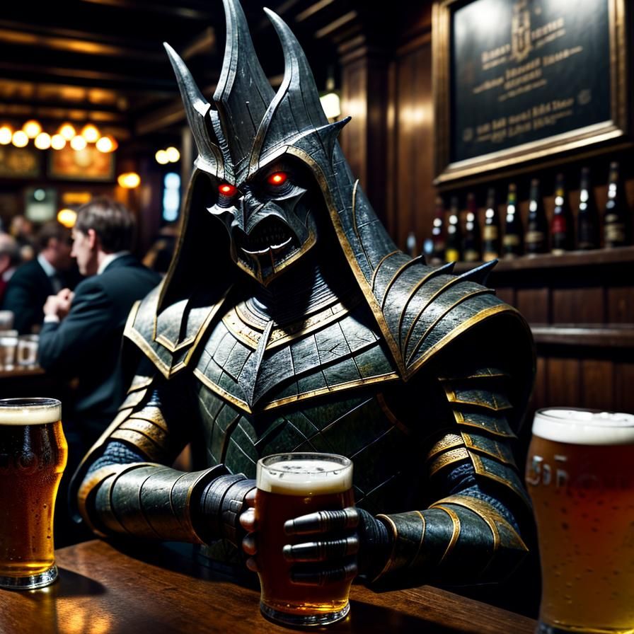 Lord Sauron at the Pub: Hyperrealistic Render