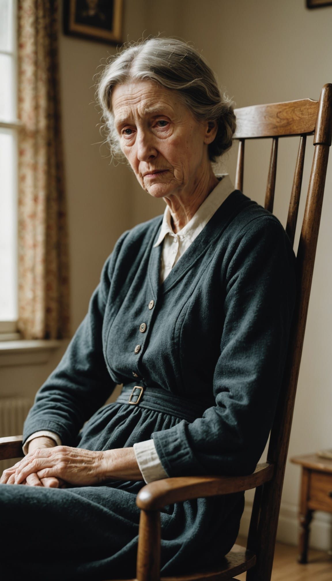 Sad Mother in Rocking Chair