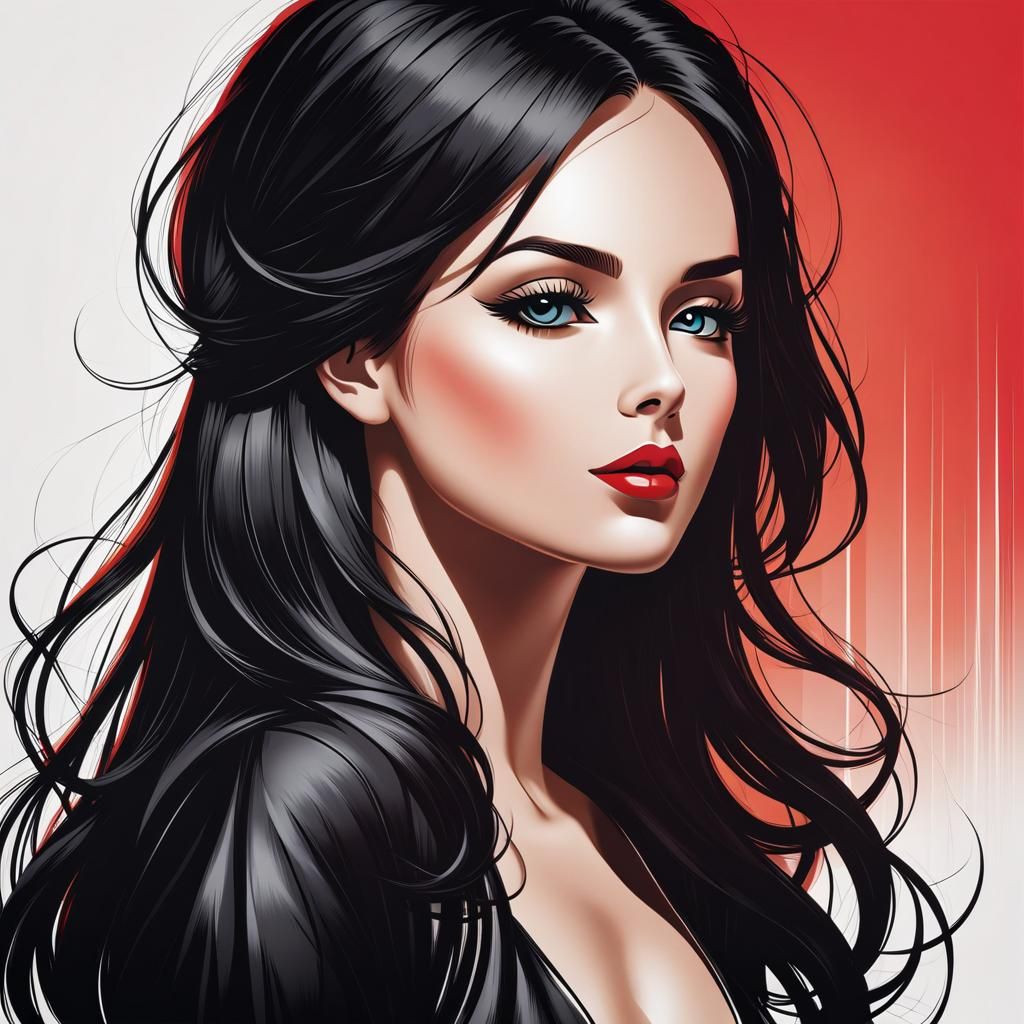 Minimalist Woman Silhouette in Black and White