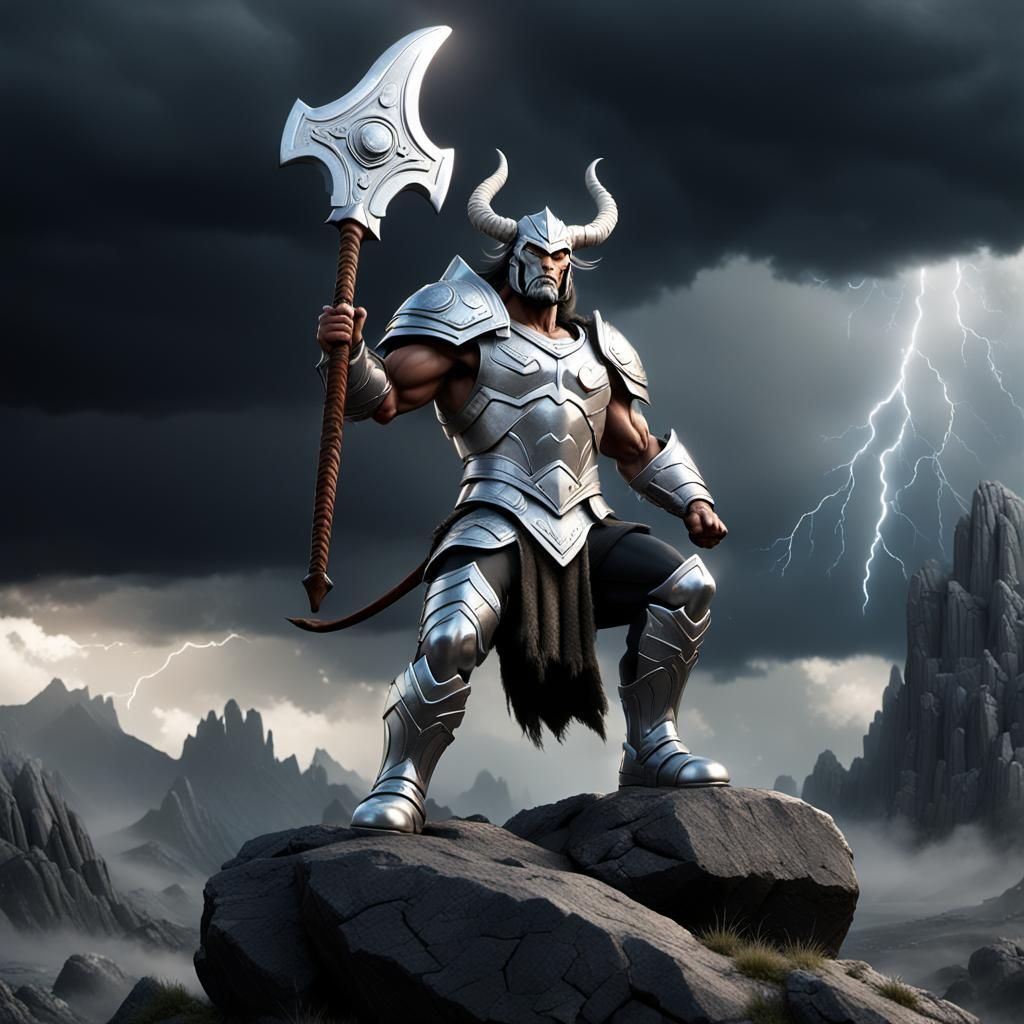 Centaur Warrior on Rocky Hill in Dark Fantasy Style