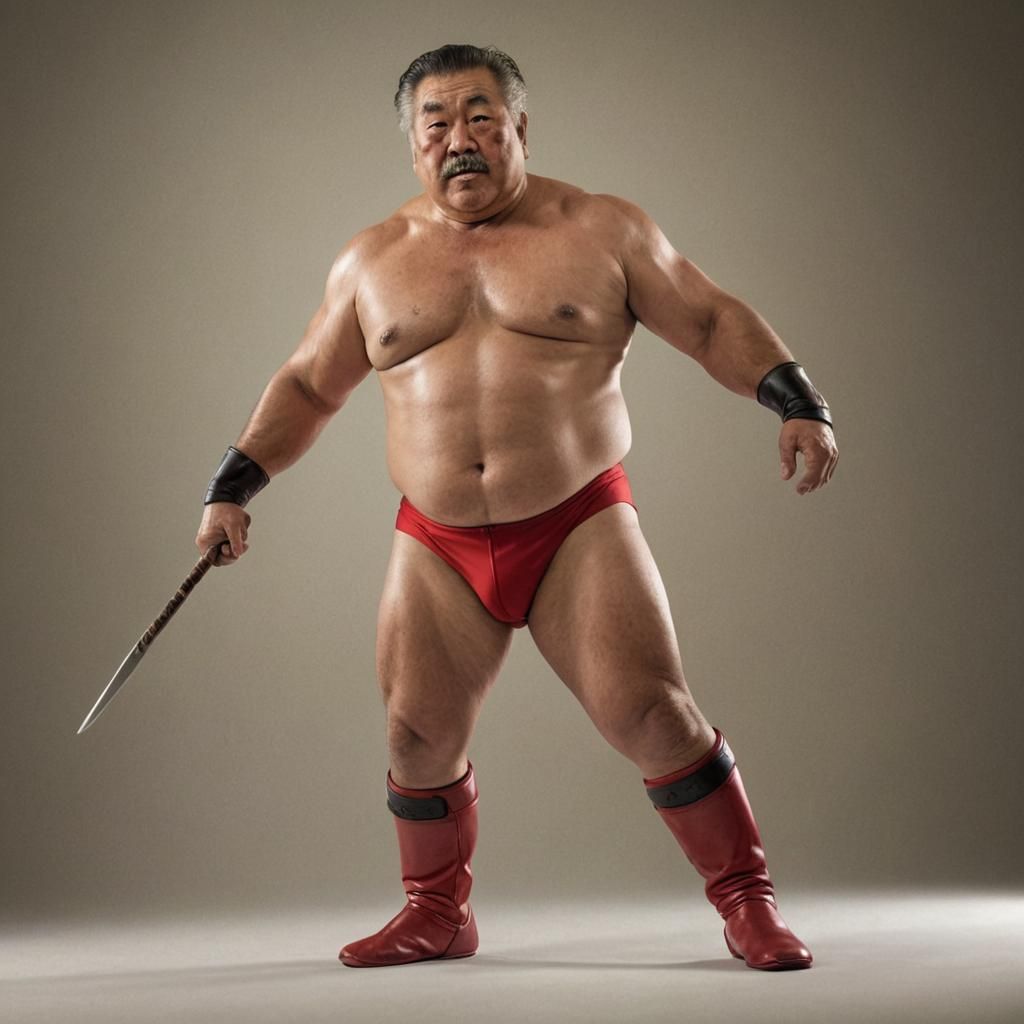 Powerful Japanese Wrestler in Hyper-Realistic Digital Art