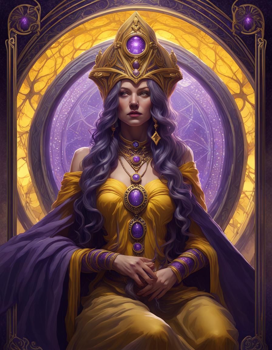 High Priestess Tarot Card in Dark Fantasy Style