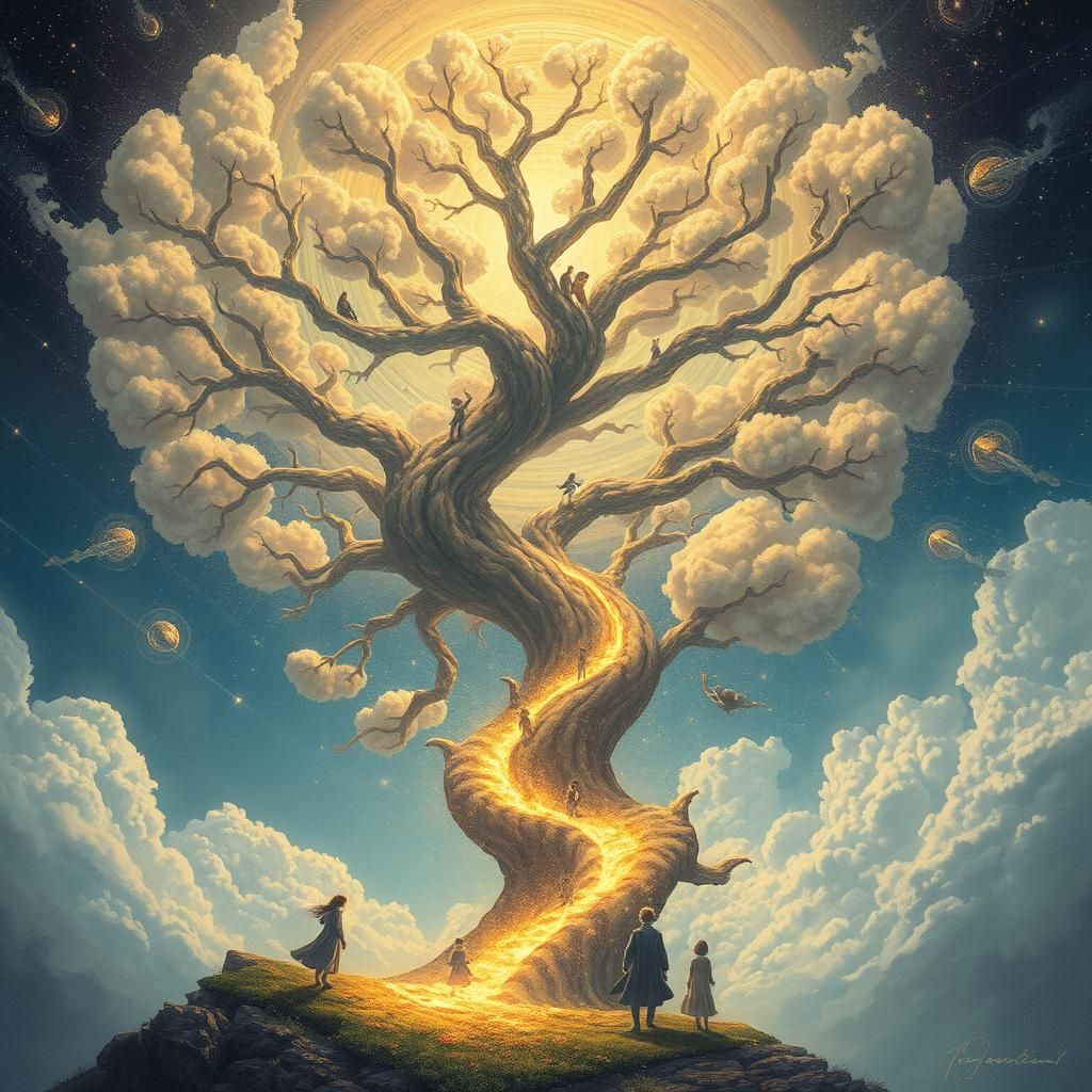 Celestial Cosmic Tree in Dreamlike Fantasy