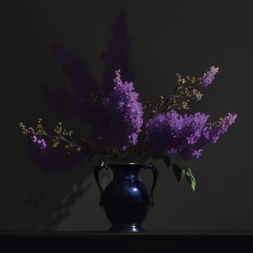 Chiaroscuro Lilacs Oil Painting
