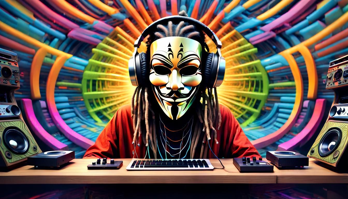 Anon goes to Halloween as dancehall DJ - 31oct23