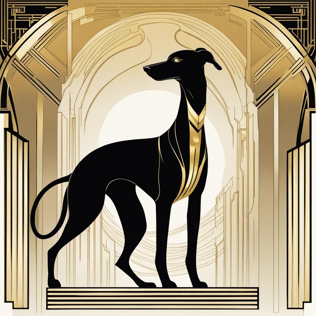 Art Deco Greyhounds in Anime Style