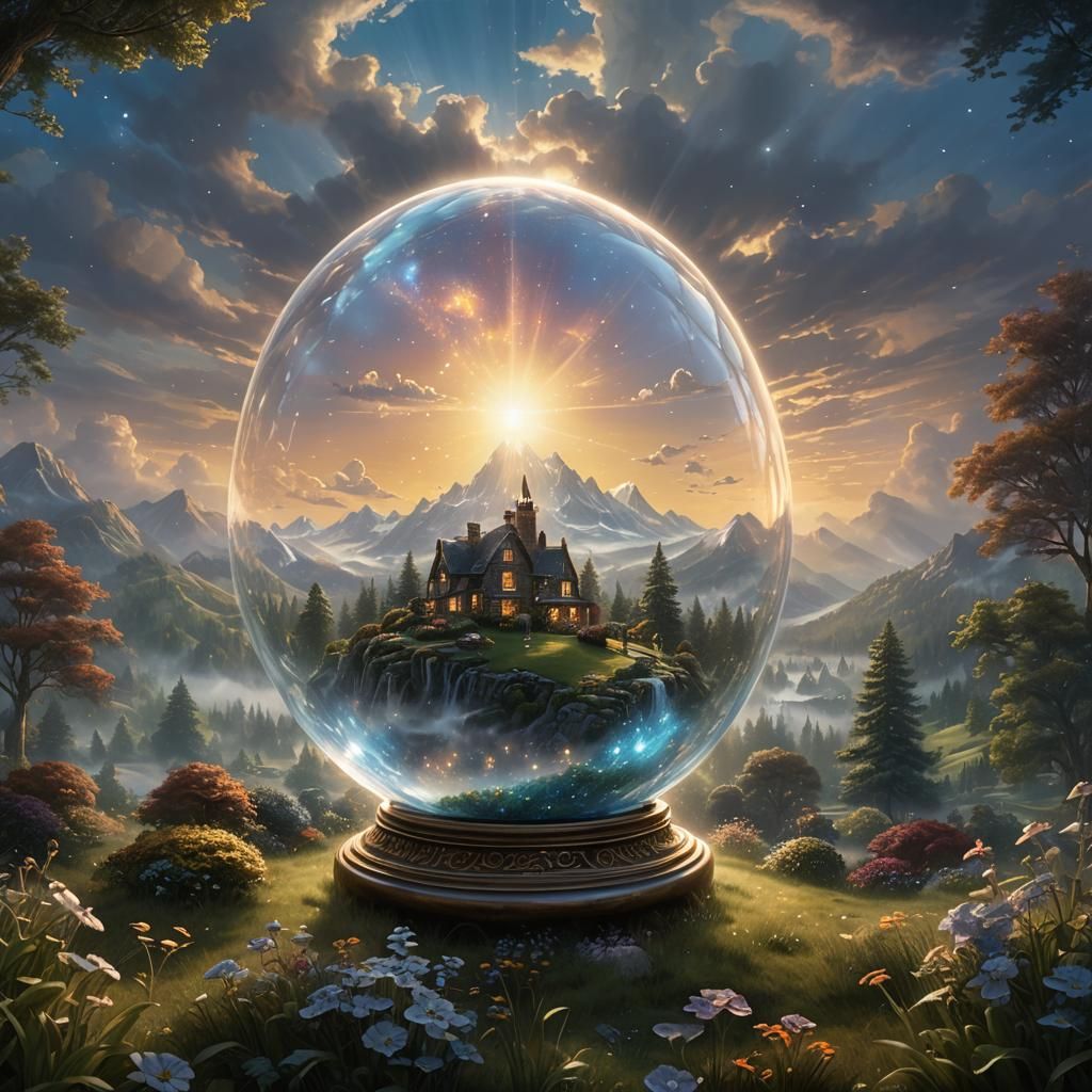 Orb Containing Universe: Hyperrealistic Fantasy Art