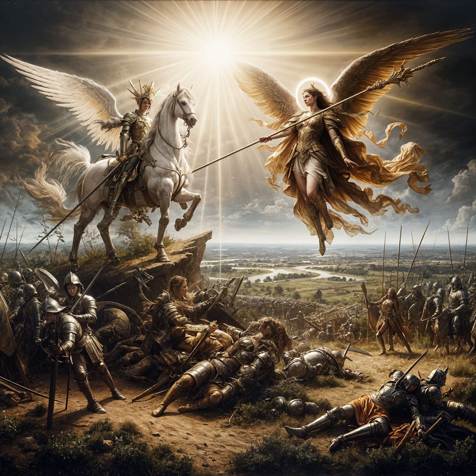 Angelic Warriors in Tenebrism Oil Painting