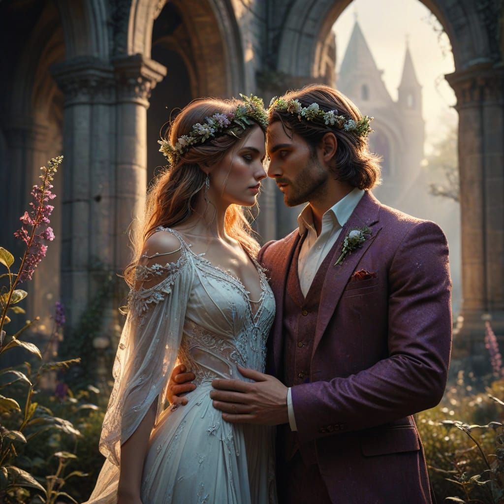 Bohemian Couple Watching Sunset at Ruins