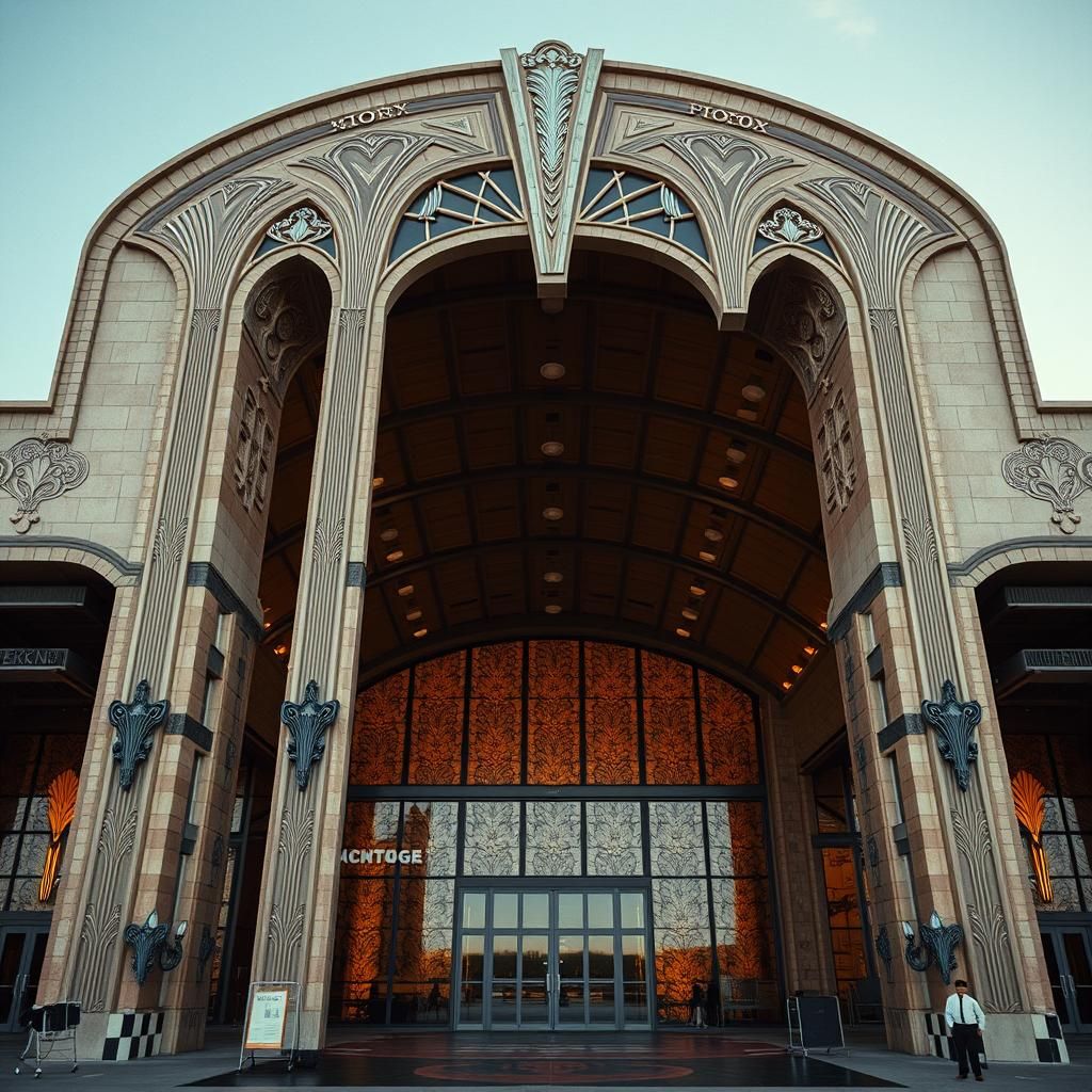 Art Deco Airplane Hangar Exterior Aerial View