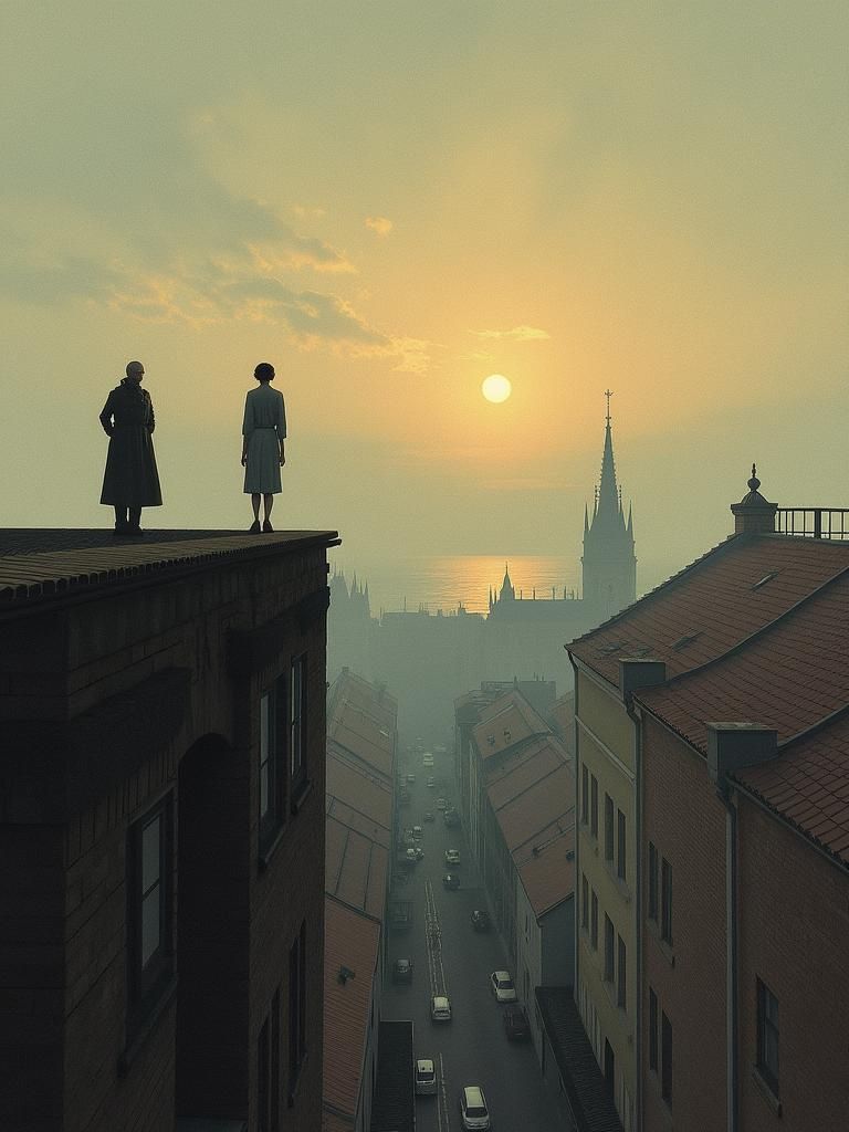 Surreal Rooftops in Atmospheric Perspective