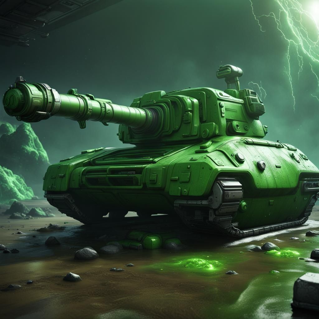 Science Fiction Tank Emitting Ooze in Space