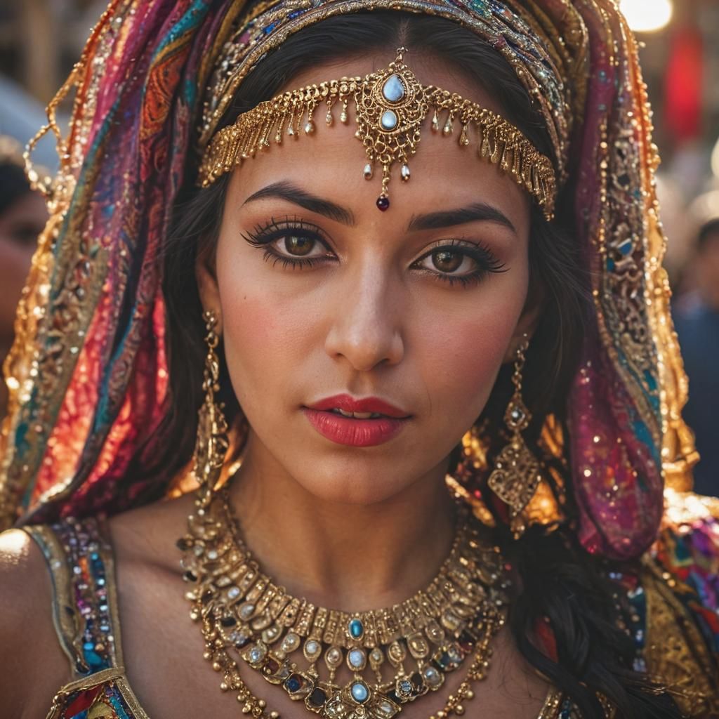 Tunisian Belly Dancer in Vibrant Market