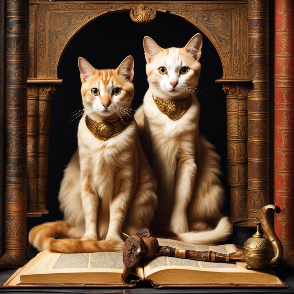 Feline Guardians of the Book of Knowledge