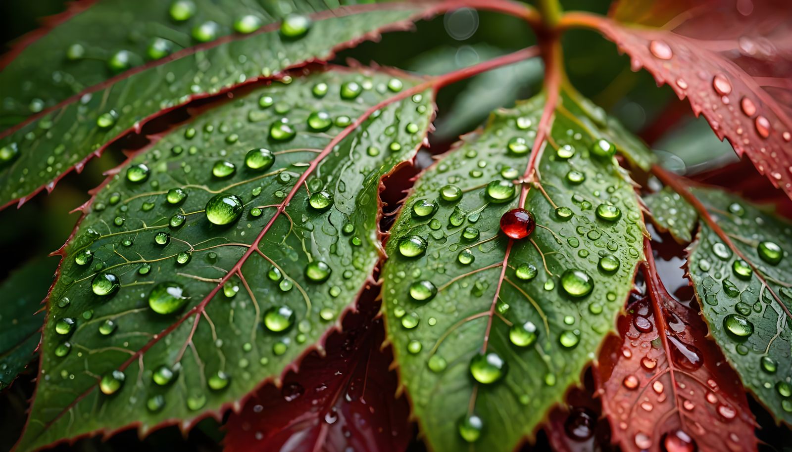Macro Photo of Water Droplets on Leaf