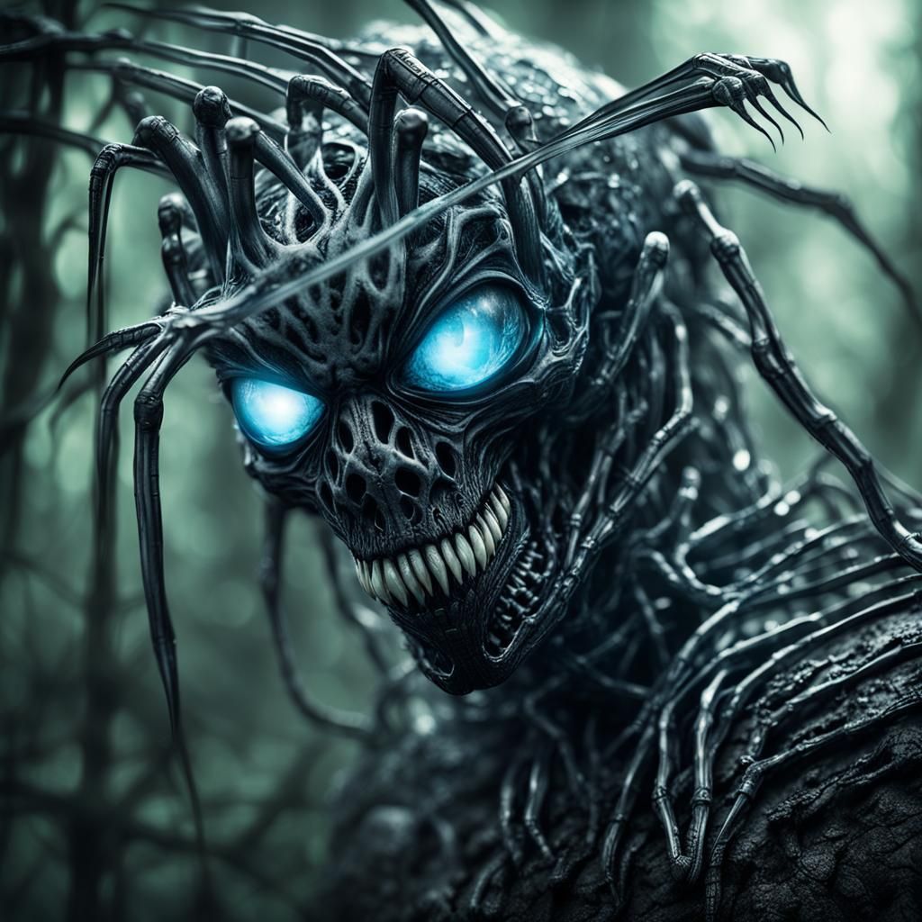 Biomechanical Venom Spider in Eerie Surrealism