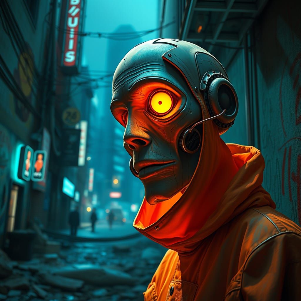 Dystopian Street Art with Dynamic Lighting