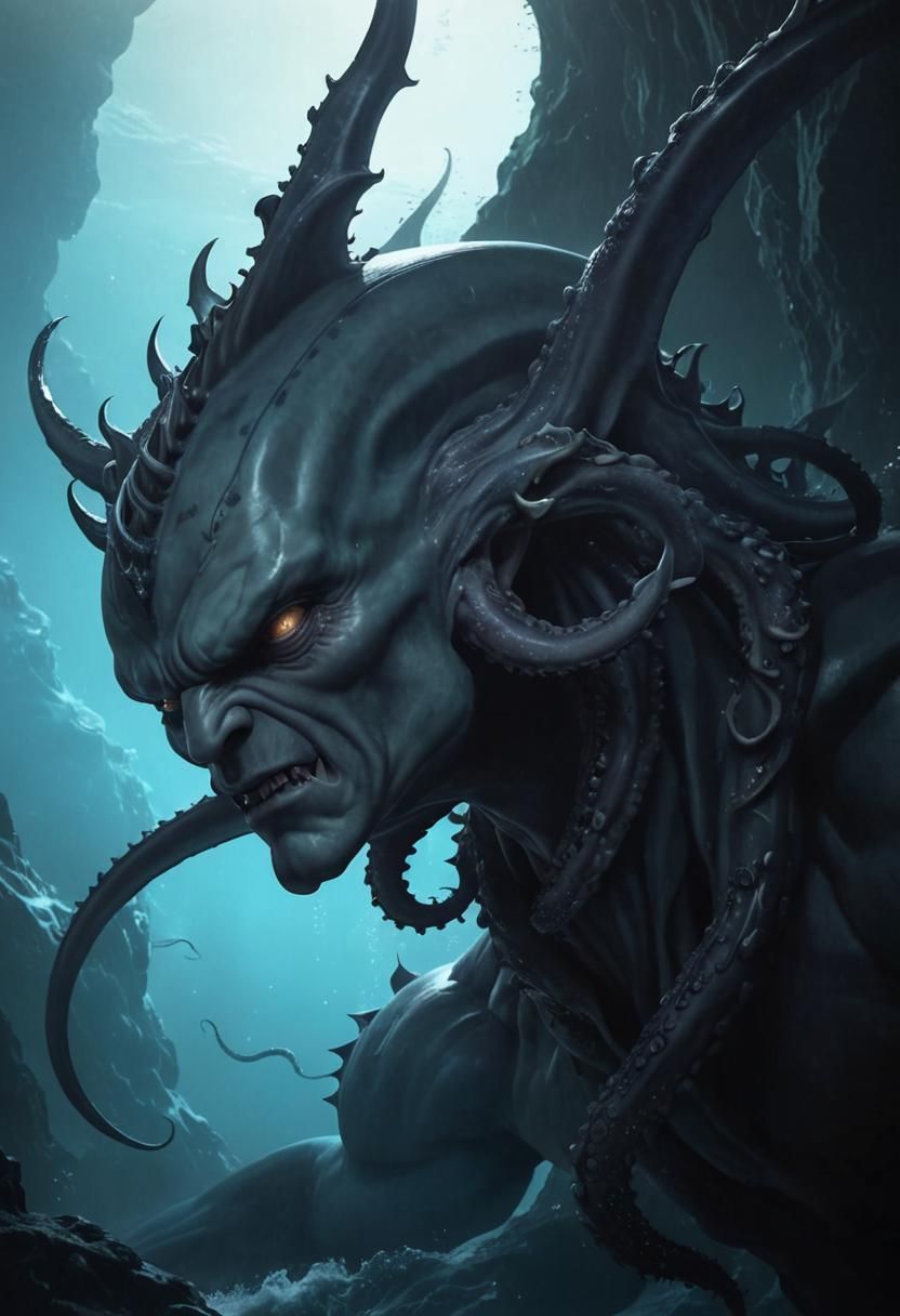 Clean-Shaven Poseidon, Hyperrealistic Sea Ruler Portrait