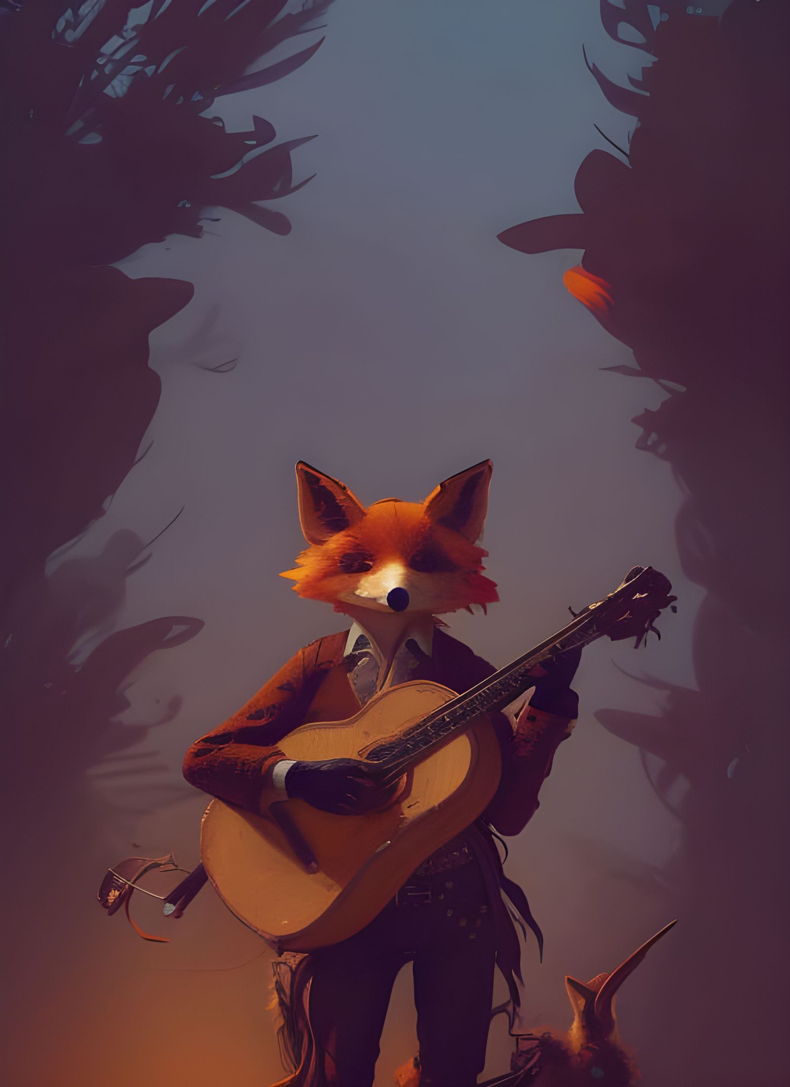 Mariachi Fox Cowboy in Wild West Town