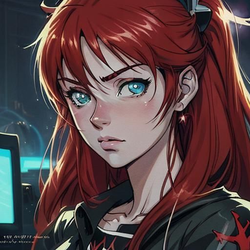 Girl Gamer Close-Up in Manga Anime Style