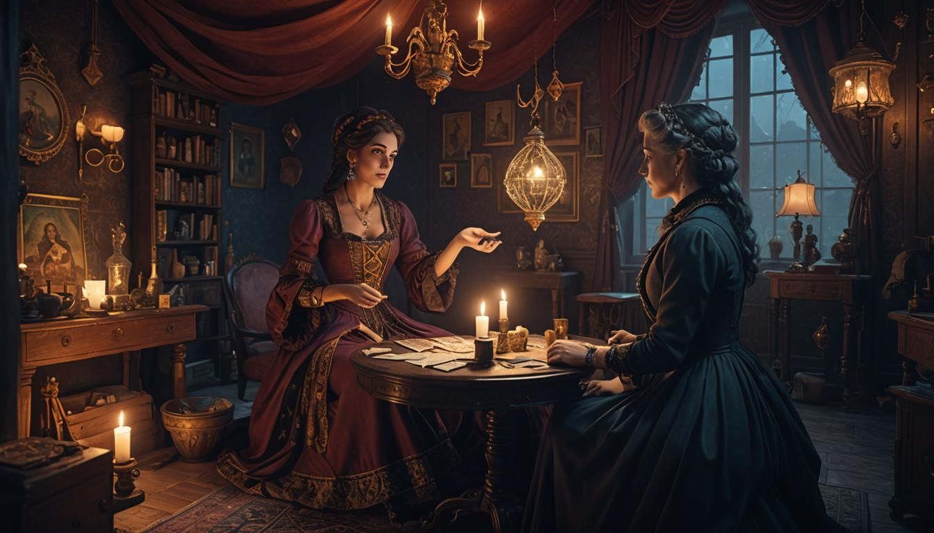 Elegant Gypsy Fortune Teller in Retro Style