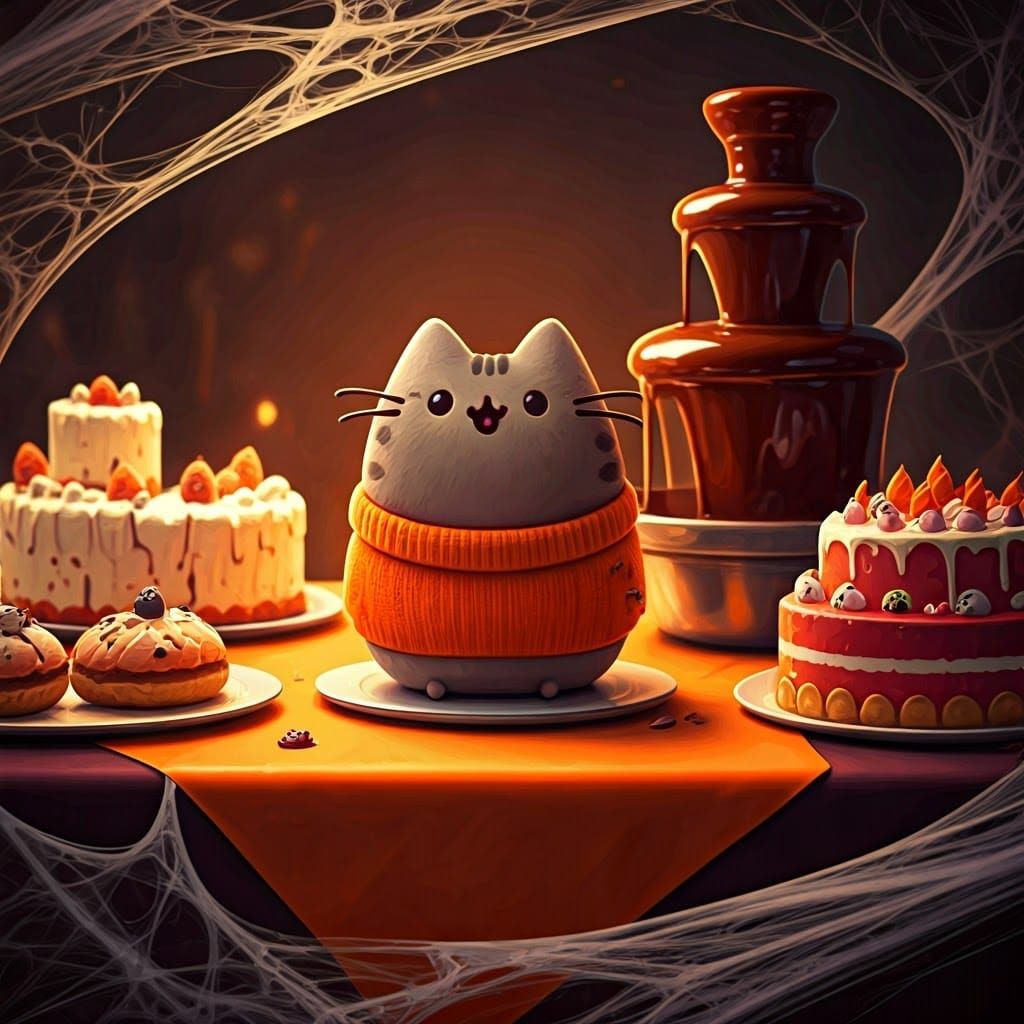 Pusheen's Halloween Party: A Digital Matte Painting