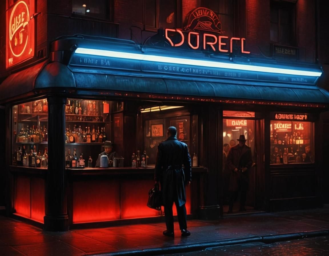 Doorman in Red Light District, Retro-Futuristic Art Deco