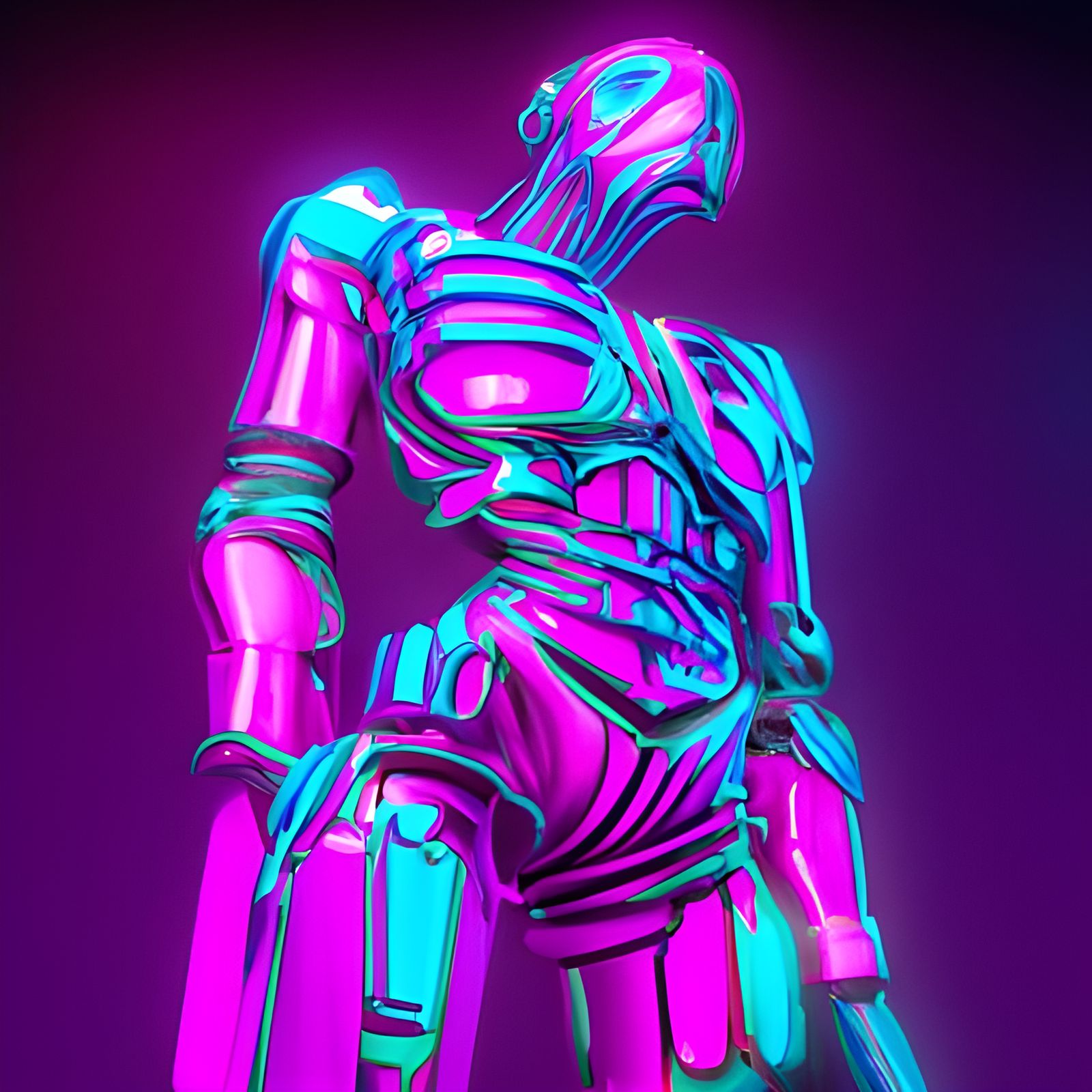 Neon Cyborg in a Synthwave Style