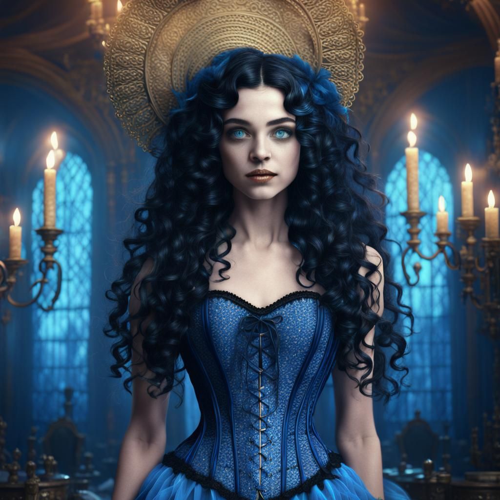 New Orleans Witch with Blue Corset: Fantasy Art