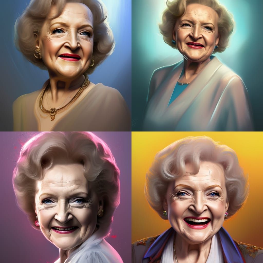 Betty White Portrait in Hyperdetailed Digital Art Style