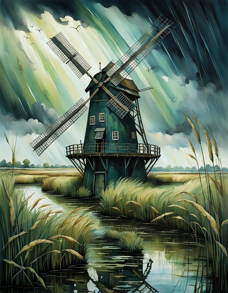 Stephanie Law-Inspired Windmill Amidst Wicken Fen's Reeds