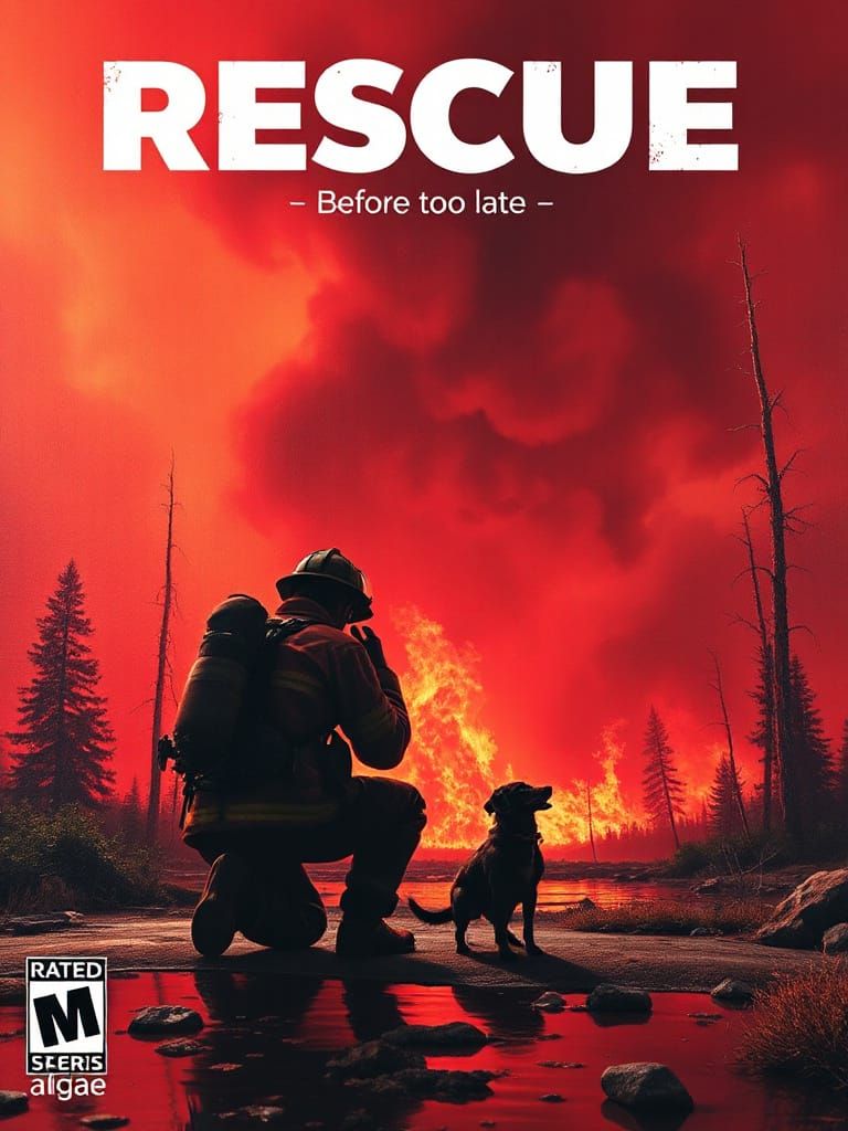 Fiery Rescue: Video Game Cover Art in Impasto Style