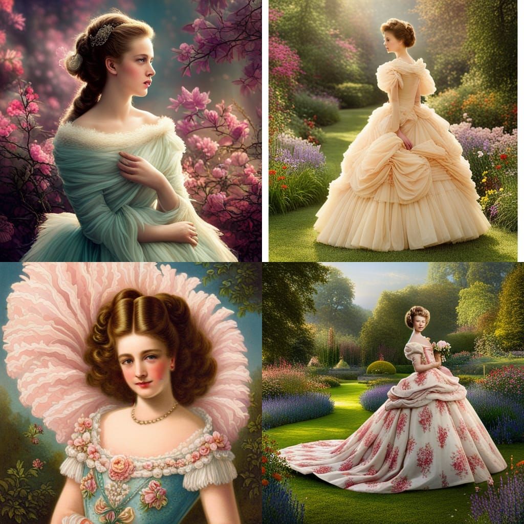 Vintage Postcard: Girl with Bouffant in Garden