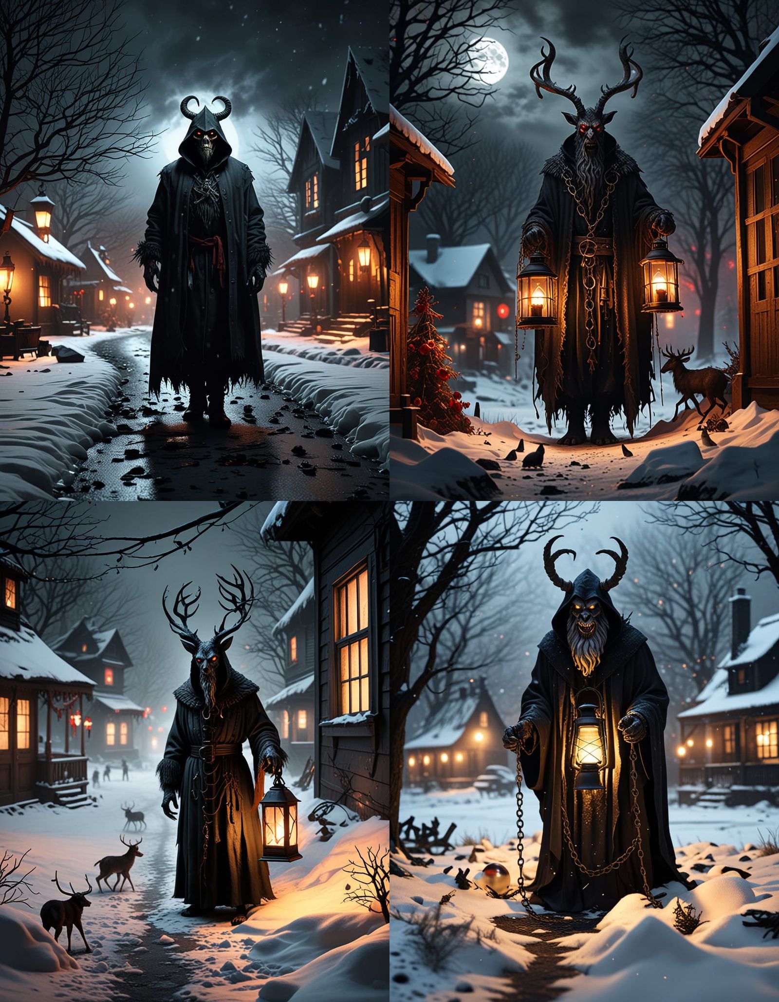 Krampus in a Dark, Twisted Christmas Landscape