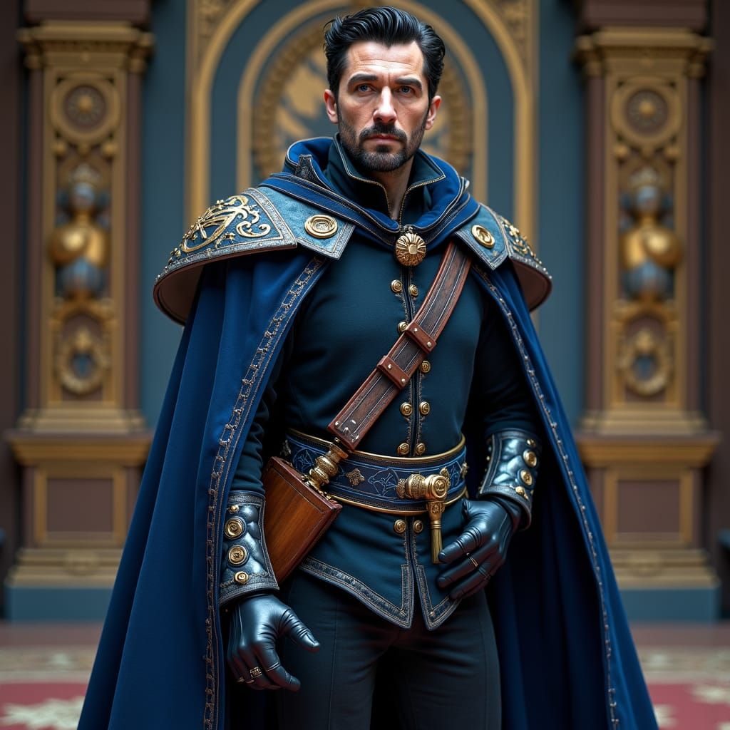 Imposing Human Wizard with Arcane Pistol, Fantasy Concept Ar...