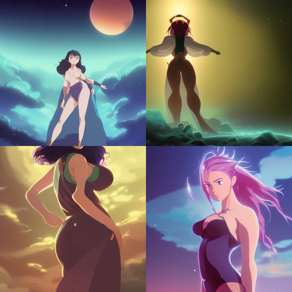 Majestic Alien Queen in Studio Ghibli Style