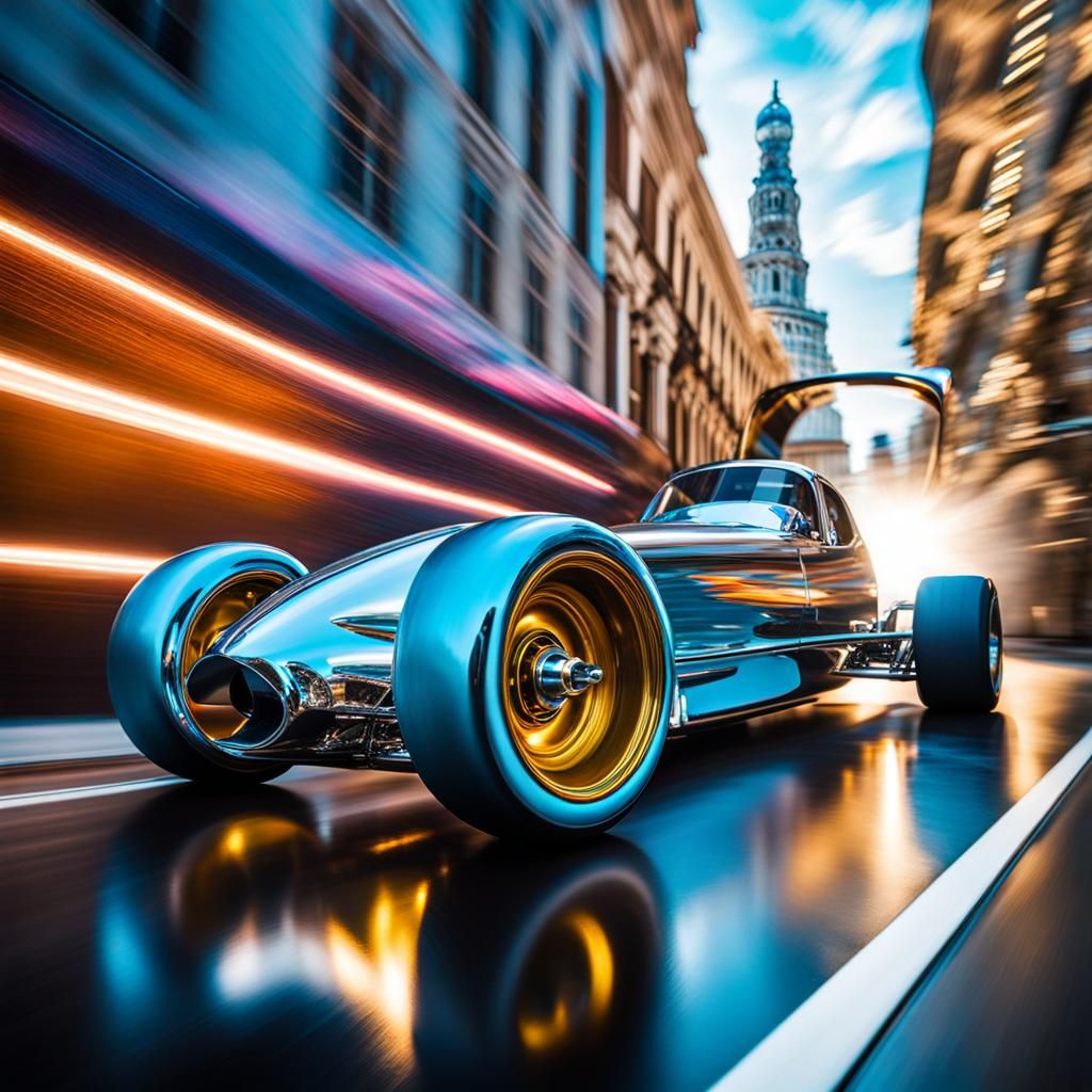 Futuristic Dragster Races Supercar at High Speed