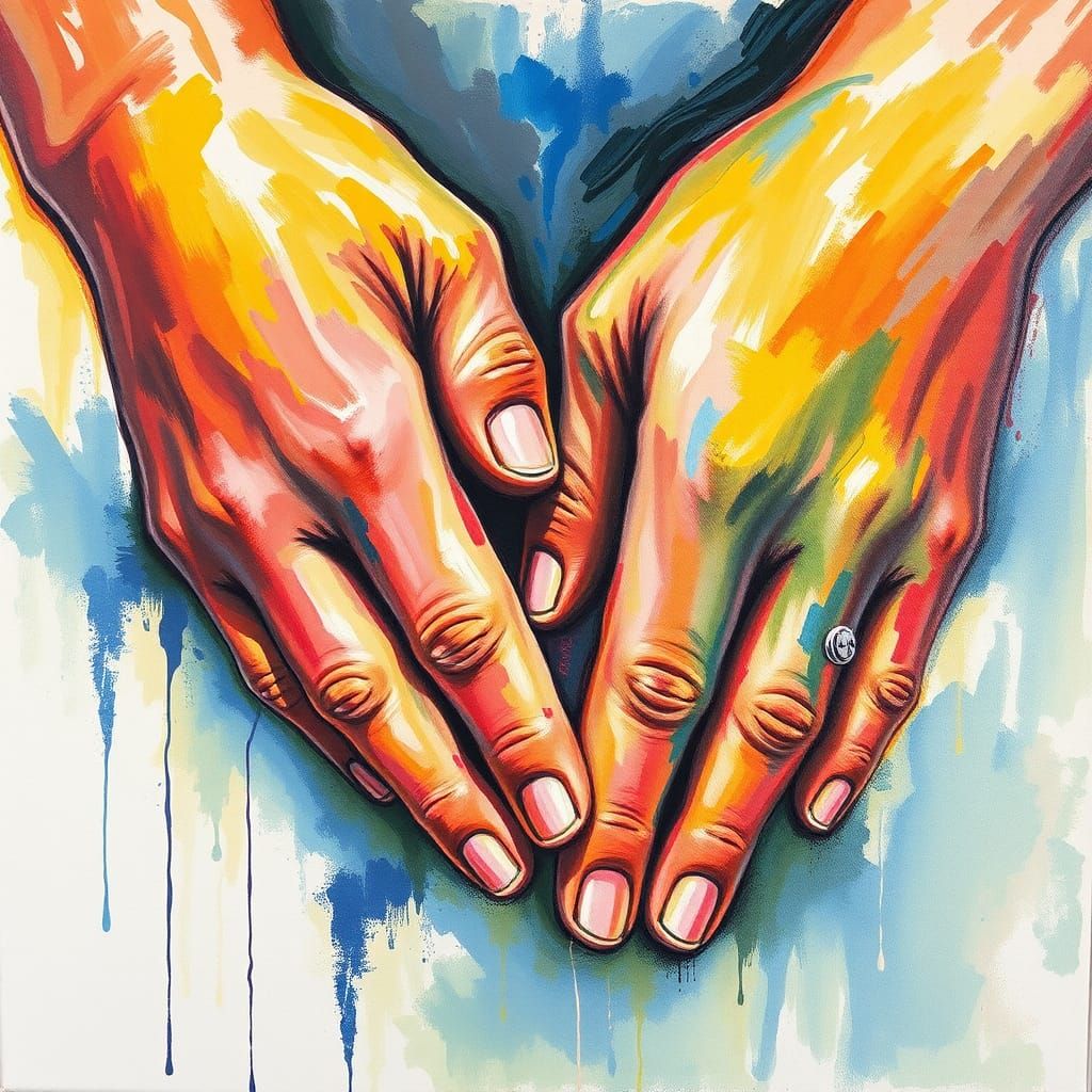 Colorful Hands in Oil Painting Style