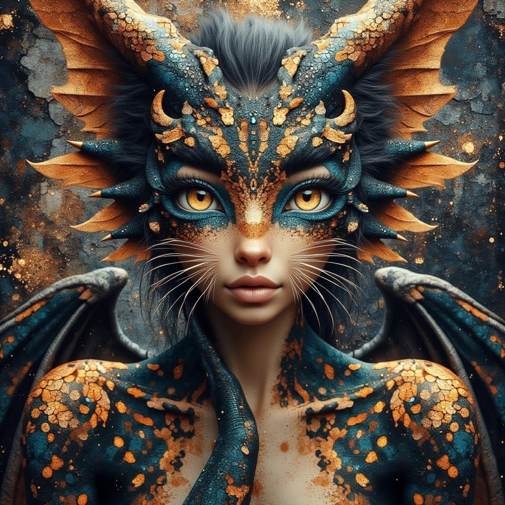 Dragon-Leopard Hybrid with Intricate Textures